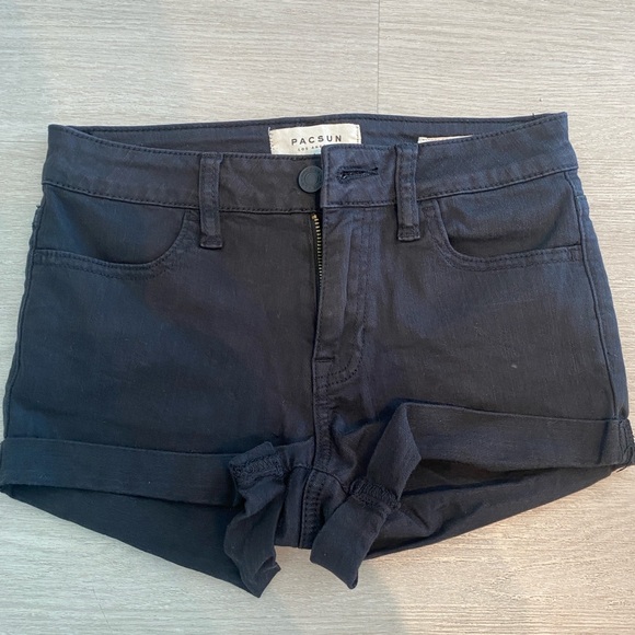 Pacsun Black Super Stretch Shortie Denim Shorts - Picture 1 of 6